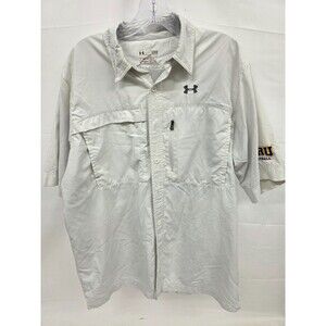 Under Armor Fishing Shirt Mens LG Blue Heat Gear Vented Lightweight Button